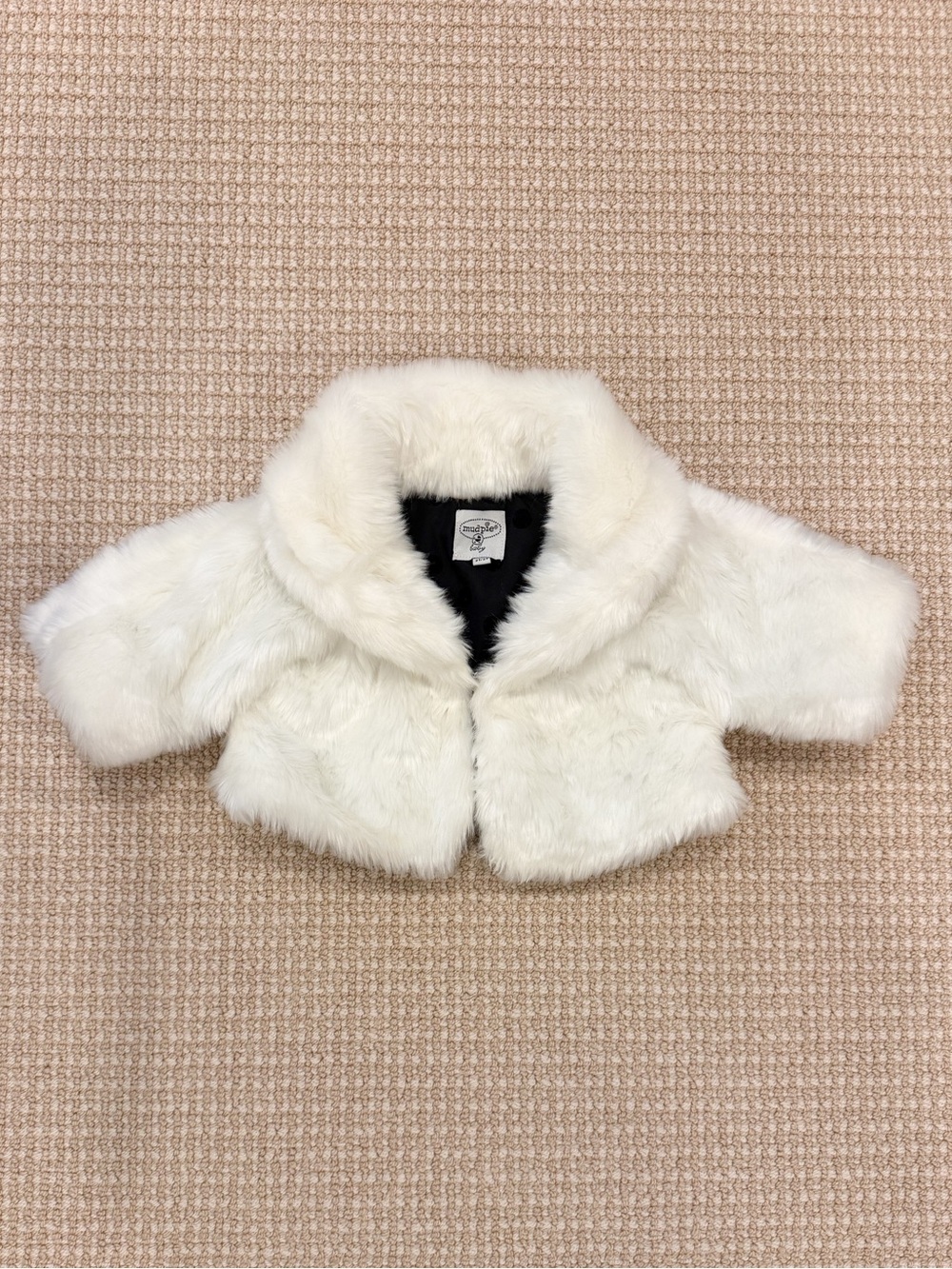 Mud Pie Faux Fur Cropped Coat for Kids - White